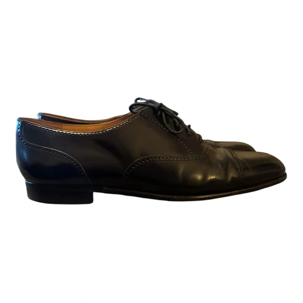 👞 Caporicci Handmade Italian Leather Cap-Toe Oxford Shoes - Black - Men’s 13M